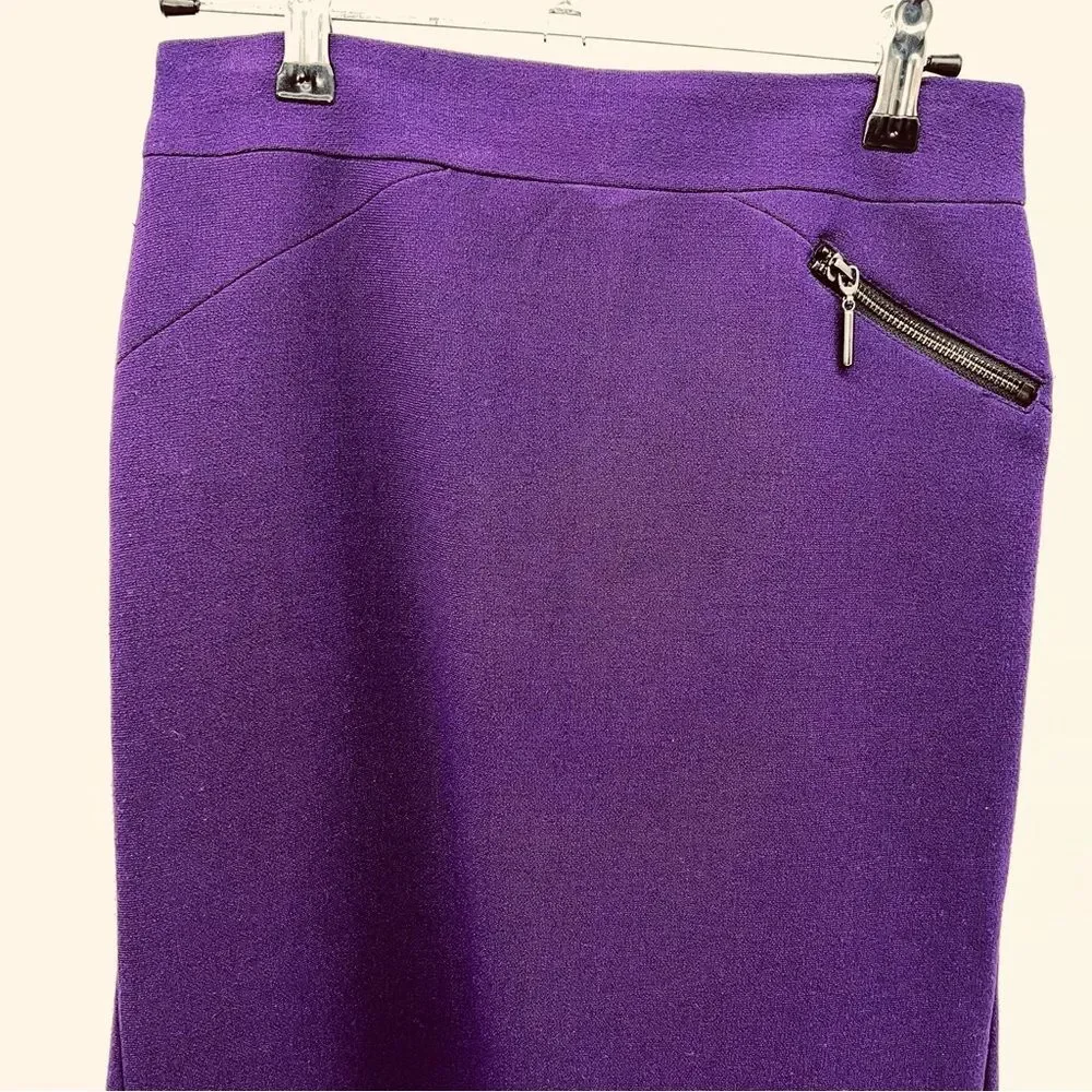 Nanette Lepore Purple A-Line Skirt w/Black Zippered Pocket Accent on Left Hip-0
